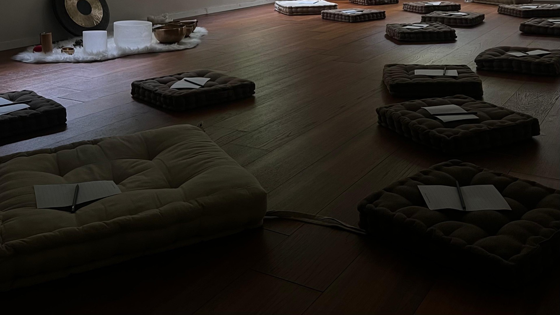 Cushions arranged for a gathering.